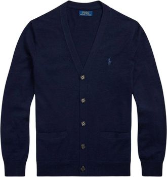 Polo Ralph Lauren Cardigans, male, Blue, Size: 2XL Slim-Fit Washable Wool Cardigan