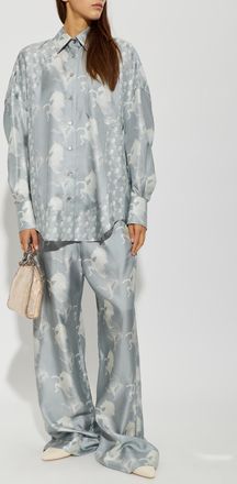 Stella McCartney Silk Wide-leg Trousers, Womens, Grey