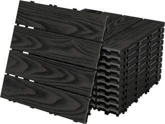 ML Design Ecd Germany Baldosas De Patio Wpc De 30x30 Cm 11 Piezas Para 1m&sup2; Aparencia De Madera Antracita Con Sistema De Drenaje E Instalaci&oacute;n Mediante Clic, Los