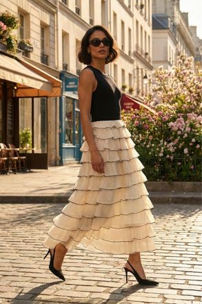 DUSK Womens Ruffle Knit Maxi Dress - Black - Size 10 UK