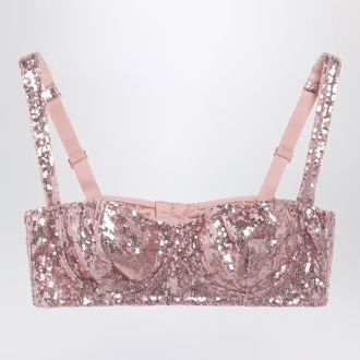 Dolce & Gabbana Pink balconette bra in micro-sequins