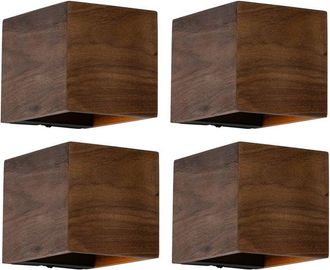 QAZQA Set of 4 Smart Wall Lamps Walnut Wood Incl. Wifi G9 - Transfer