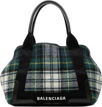 Balenciaga Pre-owned Balenciaga Plaid Wool Navy Cabas S Unisex J4IPD6S2YO8KH4KM