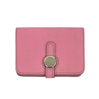 Herm&egrave;s Pink Taurillon Clemence Leather Coin Purse/Coin Case (Pre-Owned)