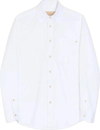 Valentino Oxford Katoenen Shirt Met Vgold - Heren - Zakelijke Overhemden - Wit - L - Katoen - Overhemden