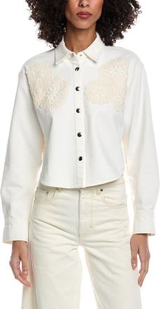 Frame Denim FRAME The Crochet Cropped Denim Shirt