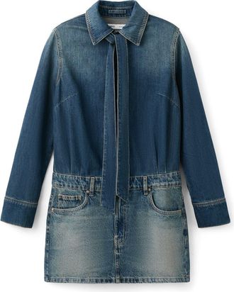 Mango Combined Denim Dress in Medium Blue at Nordstrom, Size 2