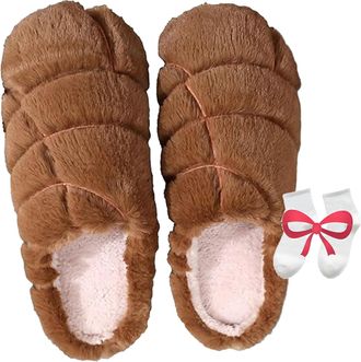 Generic Concha Slippers for Women - Cozy Mexican Bread Pantuflas with Memory Foam (Brown, M, Adult, Women, 9.5, Numeric Range, UK Footwear Size System, 10.5, 