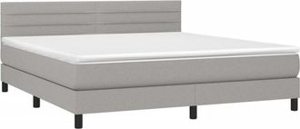 vidaXL Vidaxl - Cama Box Spring Colch&oacute;n Y Luces Led Tela Gris Claro 180x200 Cm