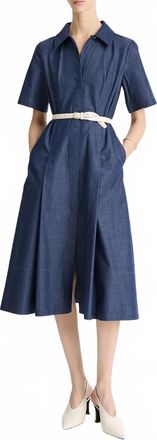 Vince Denim Short Sleeve Shirt Dress In Deep Indigo