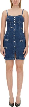 Moschino Denim Embellished Square Neck Mini Dress