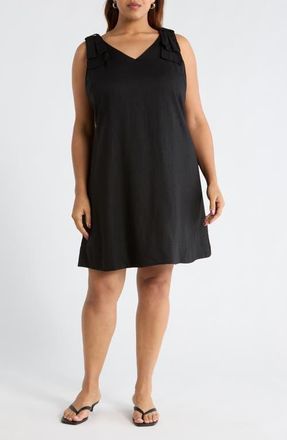 CeCe by Cynthia Steffe V-Neck Minidress in Rich Black at Nordstrom, Size 1 X
