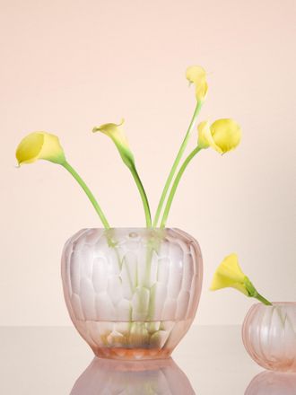 Micheluzzi Glass Goccia Rose Bamboo Hand-Blown Murano Glass Vase (8in/20cm)