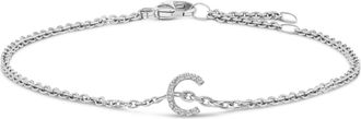 House of Brilliance 10K Gold Diamond Accent A-Z Initial Charm and Link Bracelet