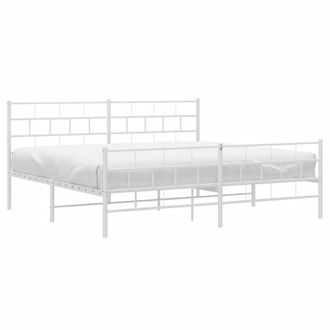 vidaXL Estructura Cama Sin Colch&oacute;n Con Estribo Metal Blanco 200x200 Cm Vidaxl