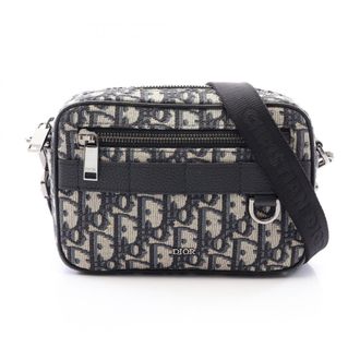 Dior Black Ivory Navy Canvas Leather Handbag Shoulder Bag (Pre-Owned)