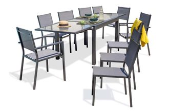 DCB Garden Conjunto de comedor 10 plazas de aluminio tablero de vidrio