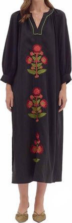 Entro Midnight Blossom Embroidered Floral Maxi Dress In Black