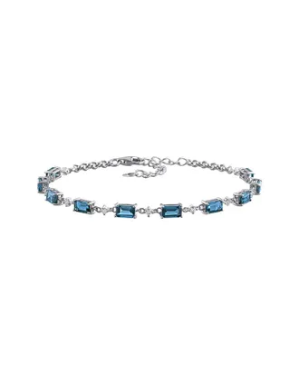 Rina Limor Silver 4.33 ct. tw. Blue Topaz - London, White Topaz Station Bracelet
