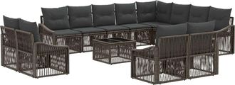 vidaXL Conjunto De Sof&aacute;s De Jard&iacute;n 13 Uds. Gris Rat&aacute;n Sint&eacute;tico Vidaxl