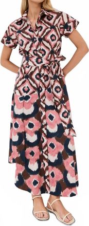 Figue Jenny Dress In Painterly Diamond Ikat Chalk
