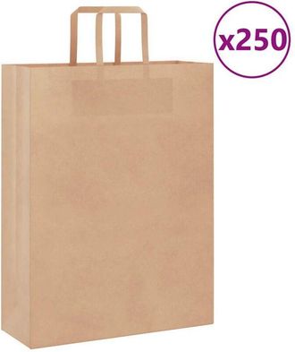 vidaXL Bolsas De Papel Con Asas 250 Uds Marr&oacute;n 32x12x42 Cm Vidaxl