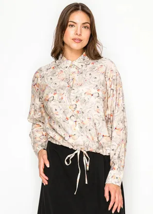 YAL New York Lightweight Floral Drawstring Blouse