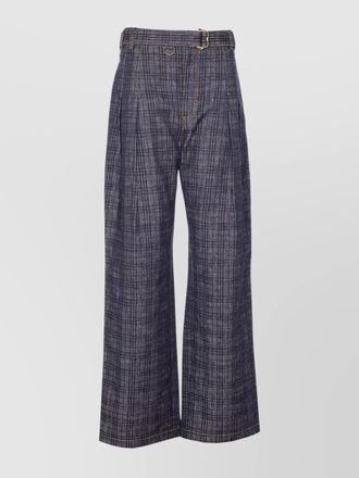 Burberry denim high-rise pleated wide-leg trousers