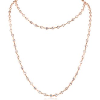 Kenneth Jay Lane Cubic Zirconia Station Chain Layered Necklace in Rose Gold at Nordstrom Rack