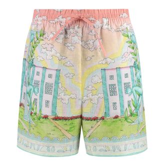 Casablanca Korte Broeken, Heren, Veelkleurig, L, Linnen, Vase Shorts