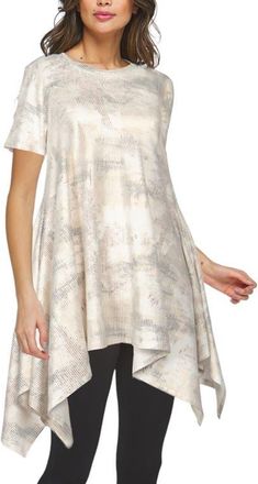 Luukaa D'Celli Iris Printed Cotton Jersey Dress in Ecru at Nordstrom, Size 18
