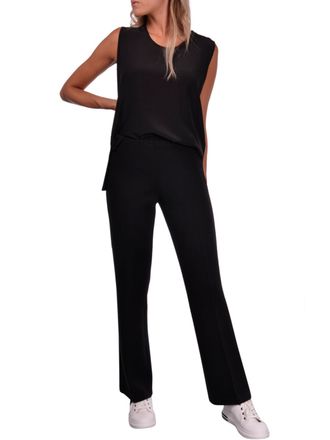 Gran Sasso Straight-Leg Black Wool Pants With Elastic Waistband