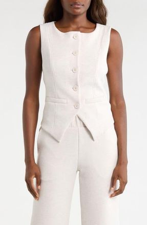 Lord & Taylor Dreamweave Knit Button Front Vest in Htr Moonbeam at Nordstrom, Size X-Small