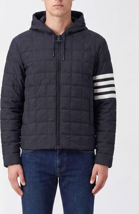 Thom Browne Piumino in nylon ripstop con cappuccio e iconica banda 4-Bar