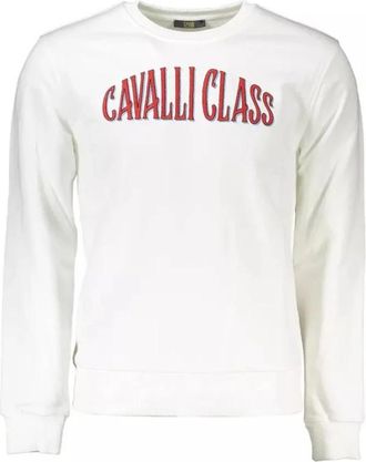 Cavalli Elegant wit sweatshirt met borduurwerk - Heren - Sweatshirts - Wit - XL - Katoen - Hoodies & sweatvesten