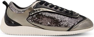 Pinko Reby 10 Mirror Fabric Sneakers With Sequins-Donna