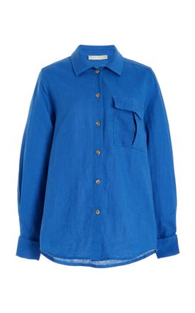 USISI SISTER Womens Mia Linen Shirt - Blue - XS - Moda Operandi
