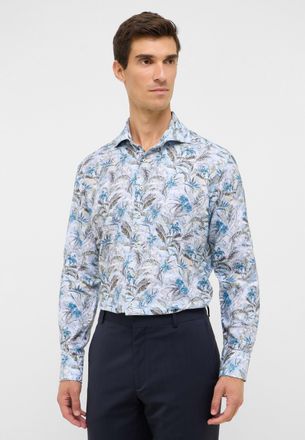 Eterna Langarmhemd ETERNA MODERN FIT, Herren, Gr. 45, Normalgr&ouml;ssen, blau, Twill, 59% Baumwolle, 41% Leinen, tailliert, Manschette, Hemden Langarmhemd, EASY 