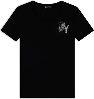 Freddy T-Shirt in jersey modal con Logo FY e Dettagli in Strass
