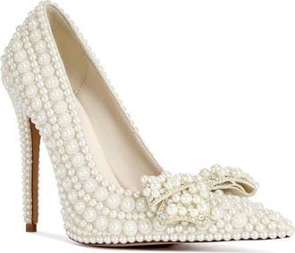 Azalea Wang Naamah Pointed Toe Pump in White at Nordstrom, Size 6.5
