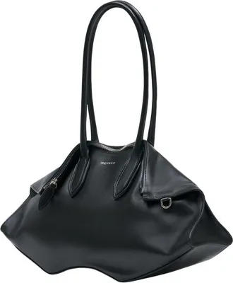 Alexander McQueen Womens Manta Shoulder Bag Black Calfskin
