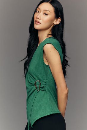 Maeve V-Neck Cap-Sleeve Top