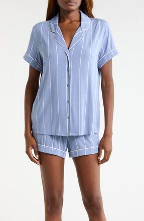 Nordstrom Moonlight Eco Short Pajamas in Blue T- White Calm Pinstripe at Nordstrom, Size X-Large