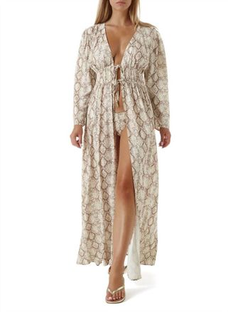 Melissa Odabash Farrah Open Front Kaftan In Snake
