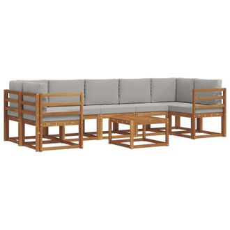 vidaXL Conjunto De Sof&aacute;s De Exterior 8 Pcs Gris Natural Y Claro Vidaxl