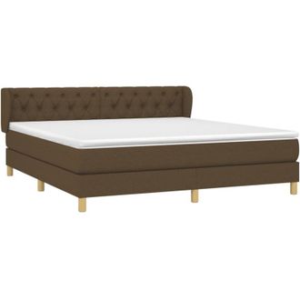vidaXL Vidaxl - Cama Box Spring Con Colch&oacute;n Tela Marr&oacute;n Oscuro 160x200 Cm