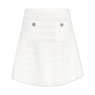 Self Portrait Pointelle Knit Mini Skirt - female - Self Portrait - Short Skirts - White - XS - Skirts