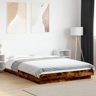 vidaXL Vidaxl - Estructura De Cama Madera De Ingenier&iacute;a Roble Ahumado 120x200cm