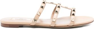 Valentino Garavani Rockstud three-strap sandals - Neutrals