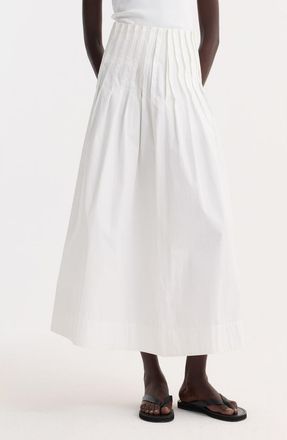 R&oacute;he Pleated Cotton Poplin A-Line Skirt in Optic White at Nordstrom, Size 12 Us